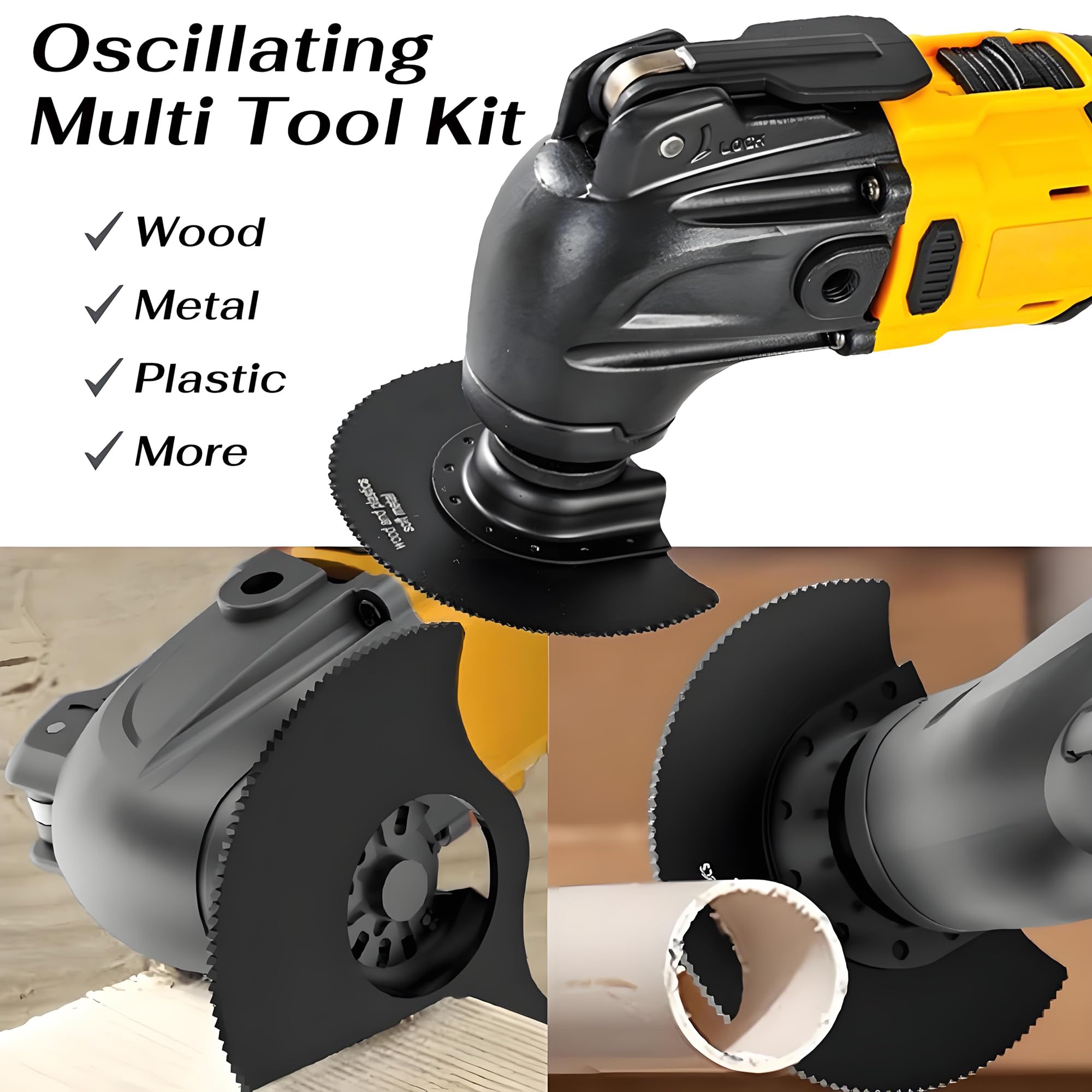 Strumento multifunzione oscillante adatto per batteria Dewalt da 20 V, 6 seghe oscillanti senza spazzole a velocità variabile, strumento oscillante senza fili con 21 accessori per levigatura da taglio