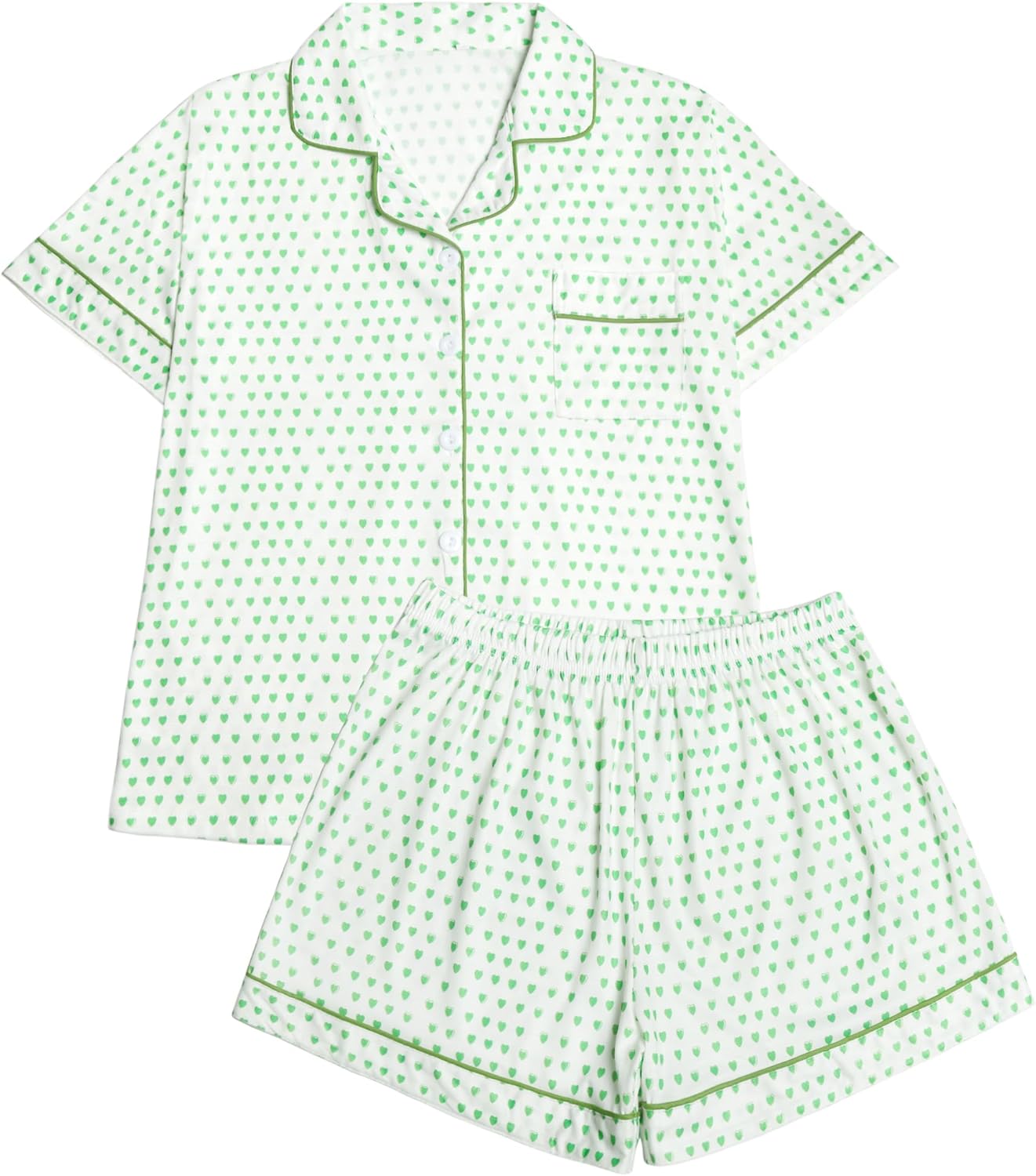 Fhykiss Women's 2 Piece Pajama Set Loungewear Pajamas Cute Pjs Sets Sleepwear Button Down Lounge Sets Soft Preppy Y2k