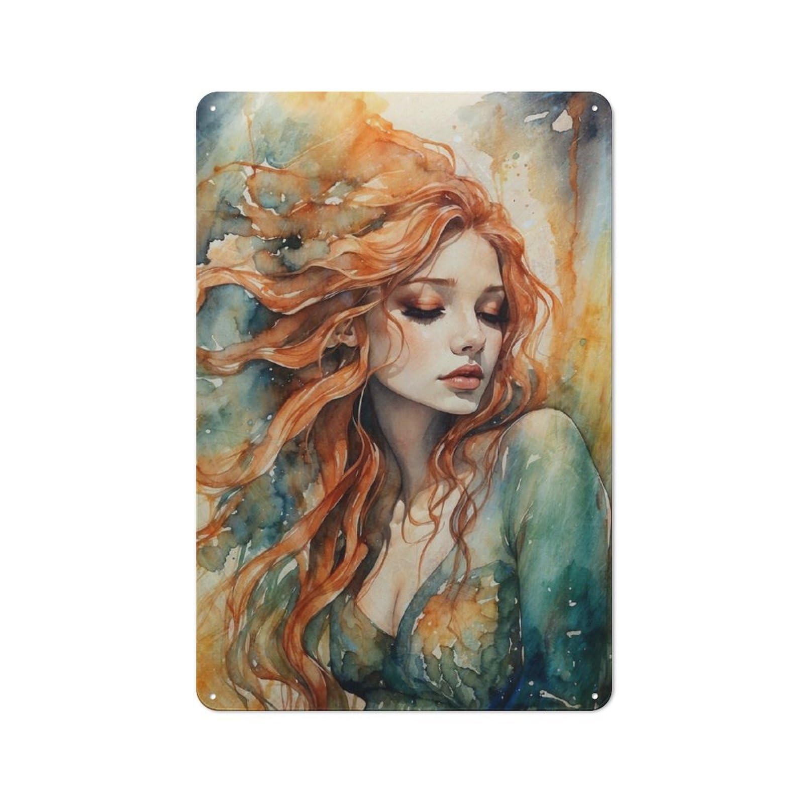 Junmoney Ginger Siren Rustic Tin Sign 30X20cm Featuring For Bar Or Restaurant, A Housewarming Gift For Bar Decor Enthusiasts