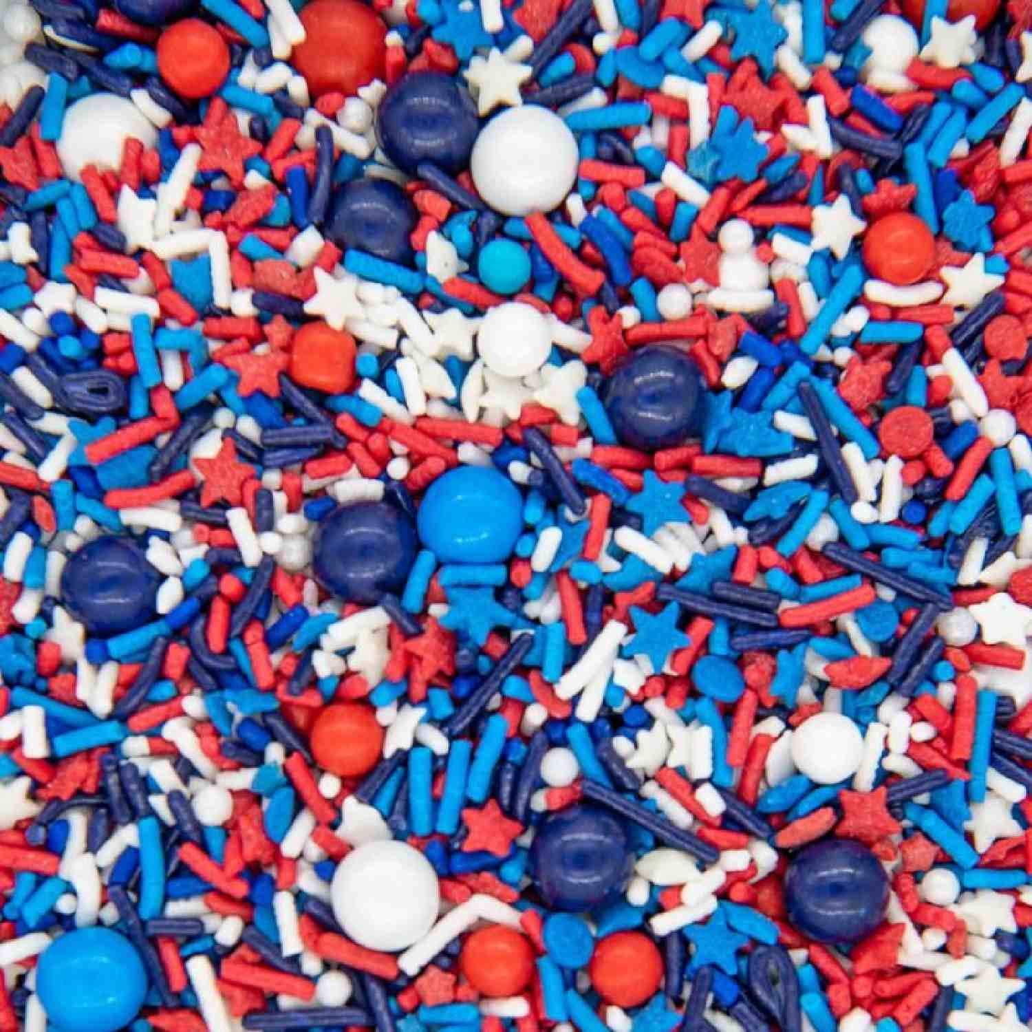 4th of July Sprinkles for Baking Cake, Cookie, Cupcake Decorating - 4th of July Cake Decorations in Red White Blue with Jimmies, Nonpareils, Star Quin