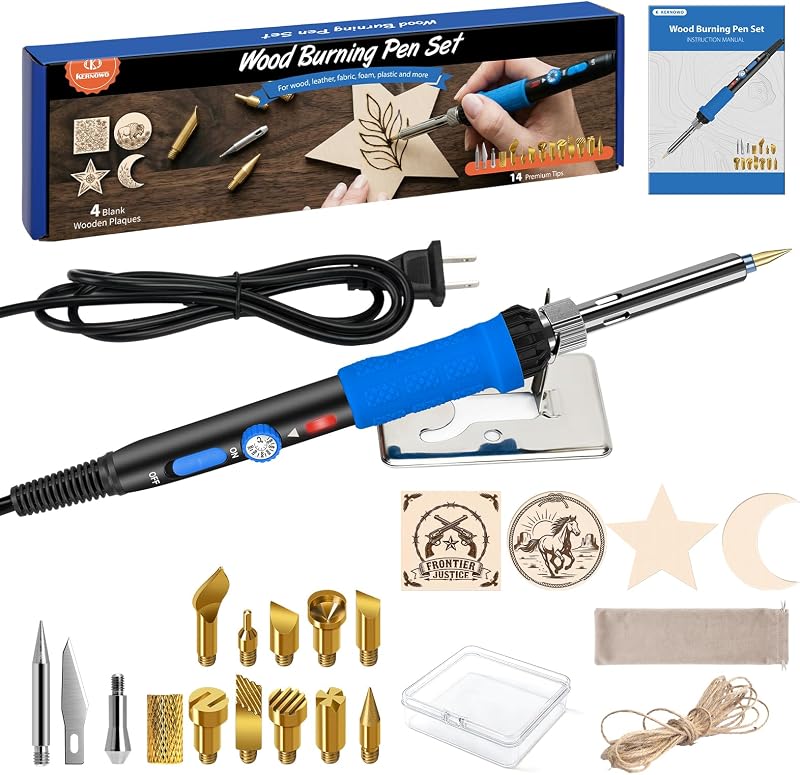 Wood Burning Kit, 23pcs Wood Burning Pen Adjustable Temperature 200-450°C