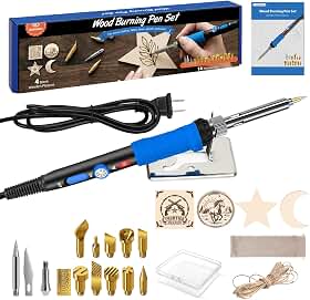 K KERNOWO Kit de queima de madeira para iniciantes, conjunto de 23 canetas de pirografia com temperatura ajustável de 200 a 450 °C, ferramentas de queimador de artesanato DIY para madeira, couro