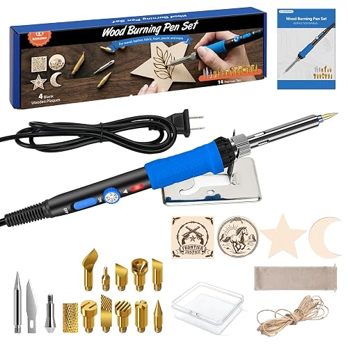 Wood Burning Kit, 23pcs Wood Burning Pen Adjustable Temperature 200-450°C