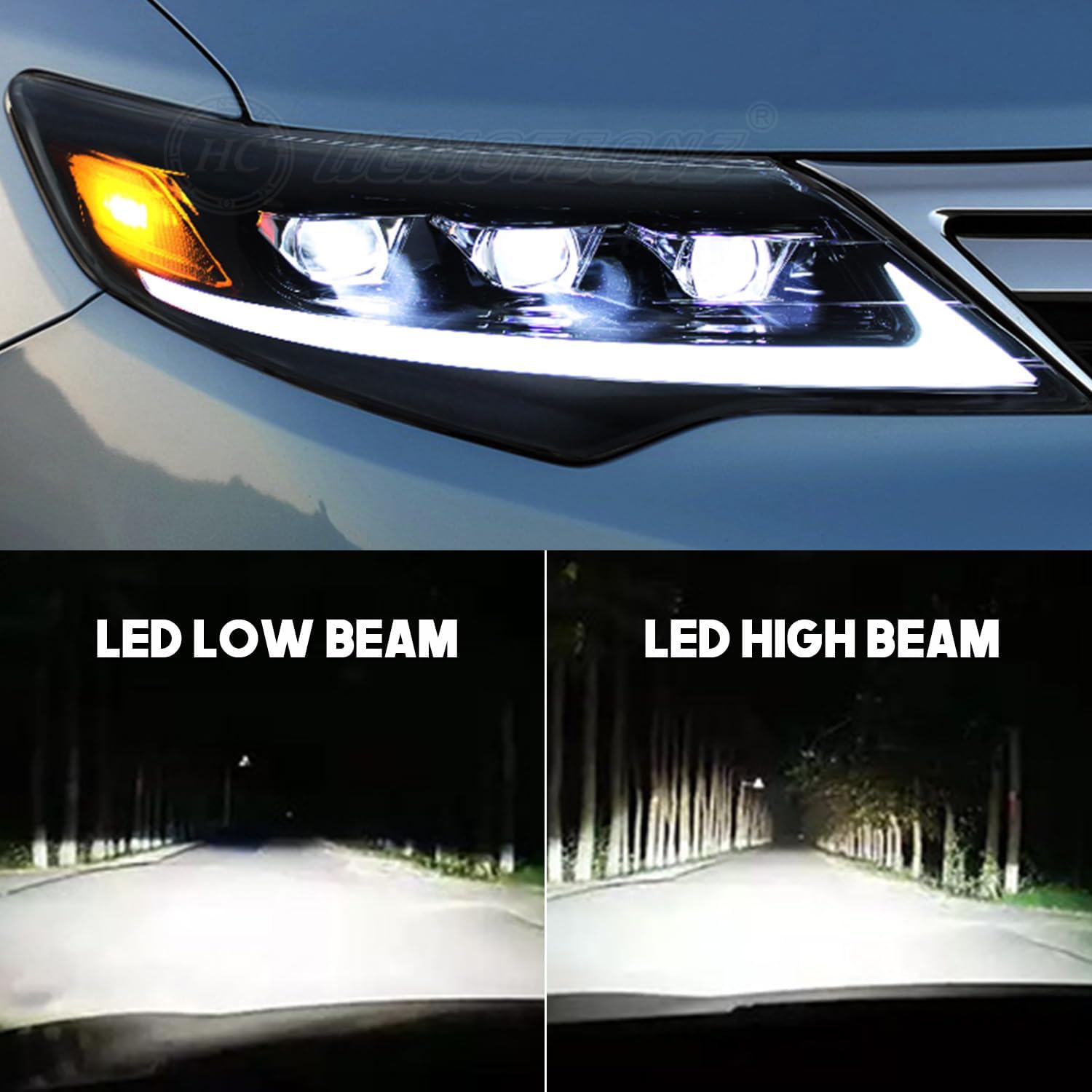 HCmotion Headlights Assembly For 7th Gen(XV50) Toyota Camry 2012 2013 2014 Camry L/LE/XLE/Hybrid LE XLE, Front Lamp With Start up Animation & Sequential Turn Signal 2PCS (V1)