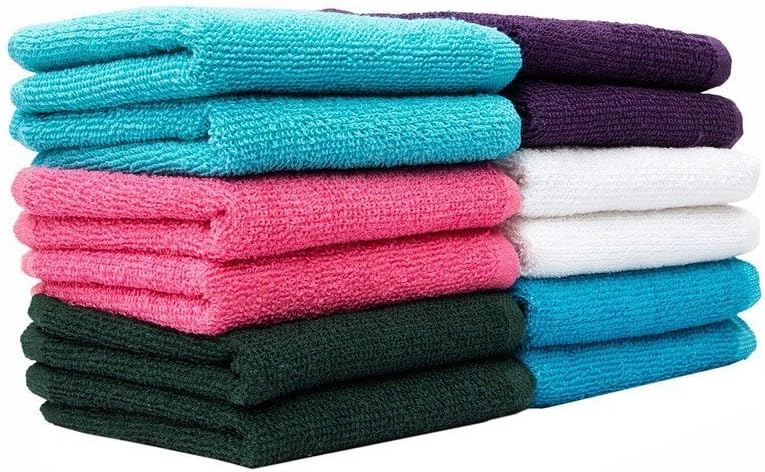 CASA COPENHAGEN Basics 10 Pack 10" x 10" Face/Wash Cloth Towels in Assorted Five Colours
