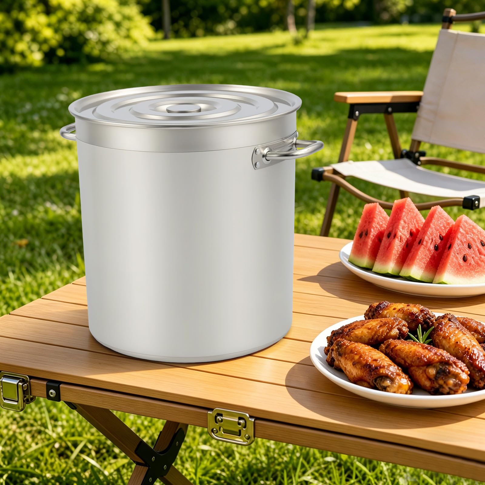Contenitore termico per il trasporto, secchio in acciaio inox da 50 l, con coperchio, secchio da cucina per cucina, industria, gastronomia e casa