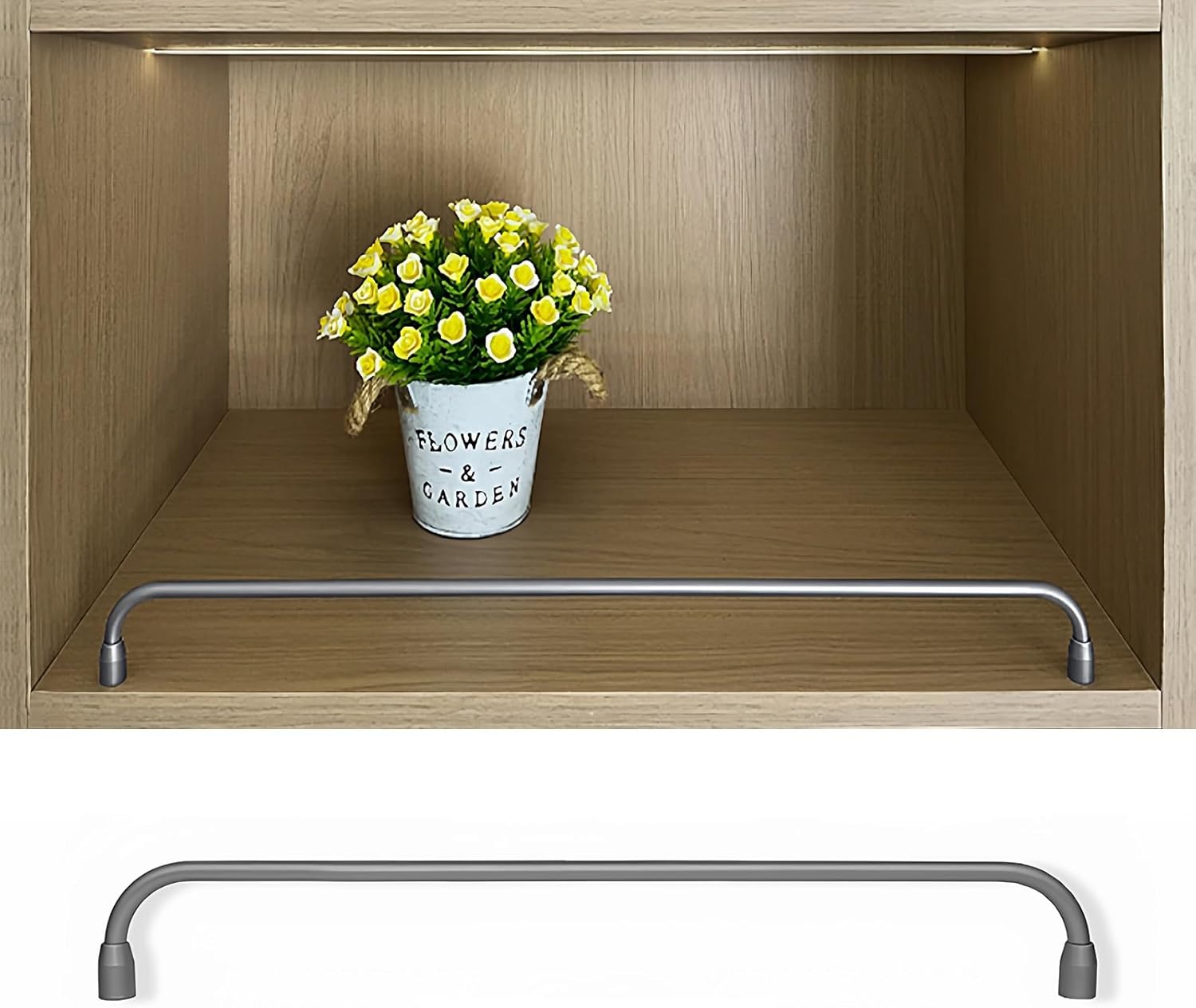 Sturdy Aluminum Fall Prevention Magazine Rack Fence Set - 2 Pack, 31in Gray, Ideal Closet/Kitchen Cabinets Guard Rail, 16-40 Inch Adjustable Shelf Lip.,Gray-2 Pack,31in/79cm