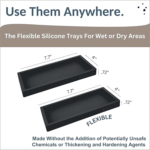Miniatura 53 de Bandeja de encimera y tocador, 2 bandejas pequeñas de silicona de 7.7 pulgadas, bandeja de jabón de cocina, soporte para jabón de cocina, Gris