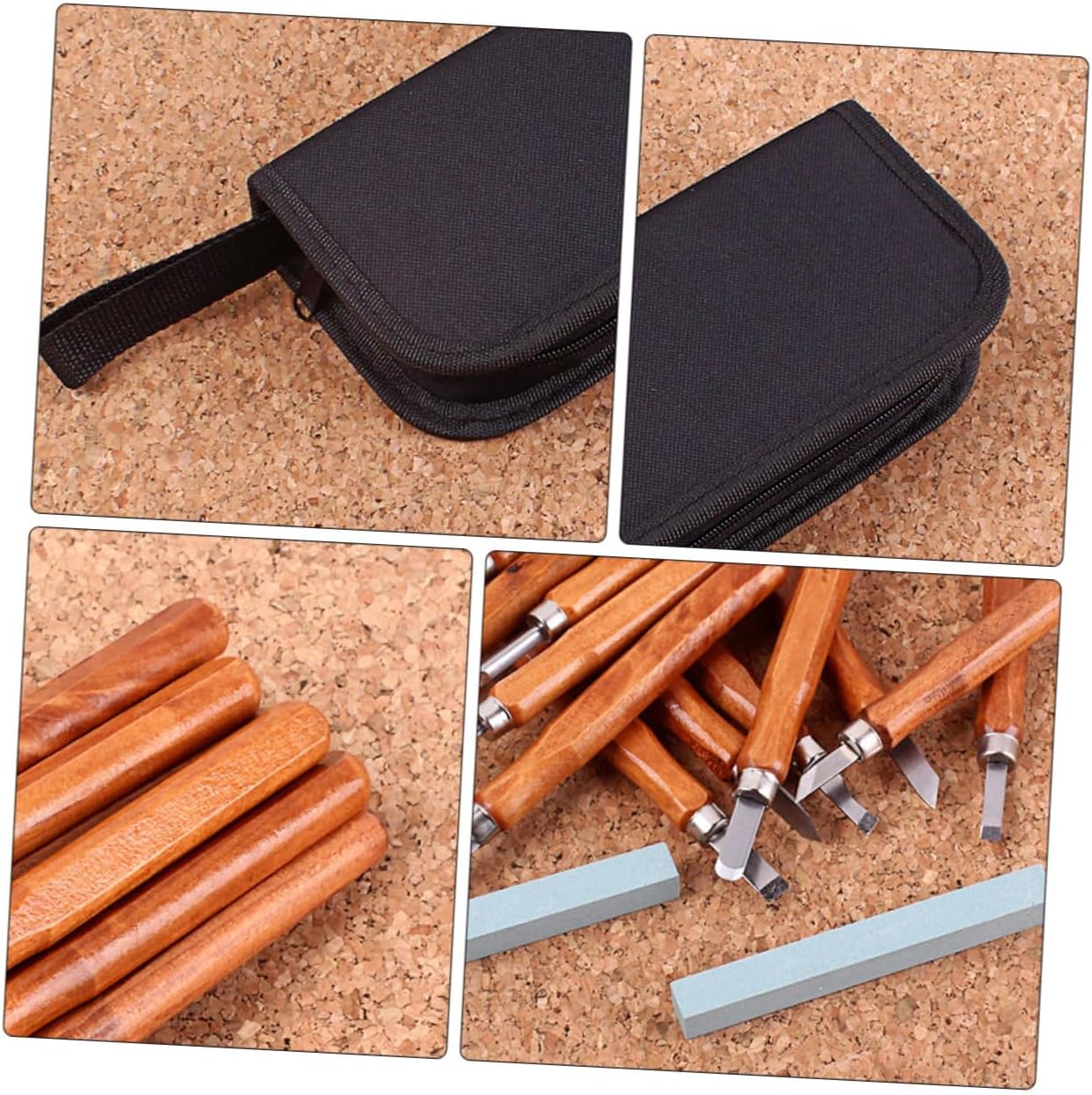 DOITOOL Hand Carving Chisel Tool Kit 14pc Set Wood Gouge Whetstone for Woodworking Soapstone Craft
