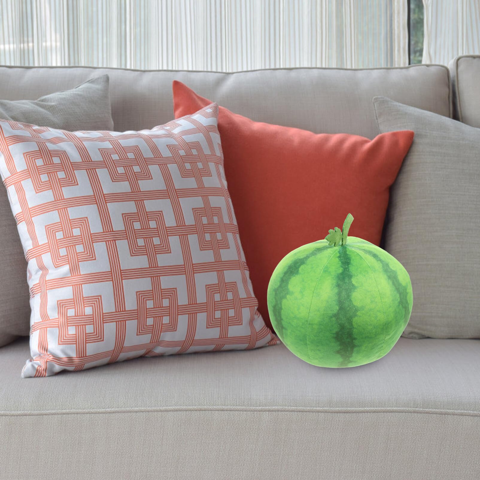 Coussin Décoratif Pastèque En Peluche - Housse Amovible Lavable, Décoration Ludique Pour Chambre, Salon, Cadeau Original - 2