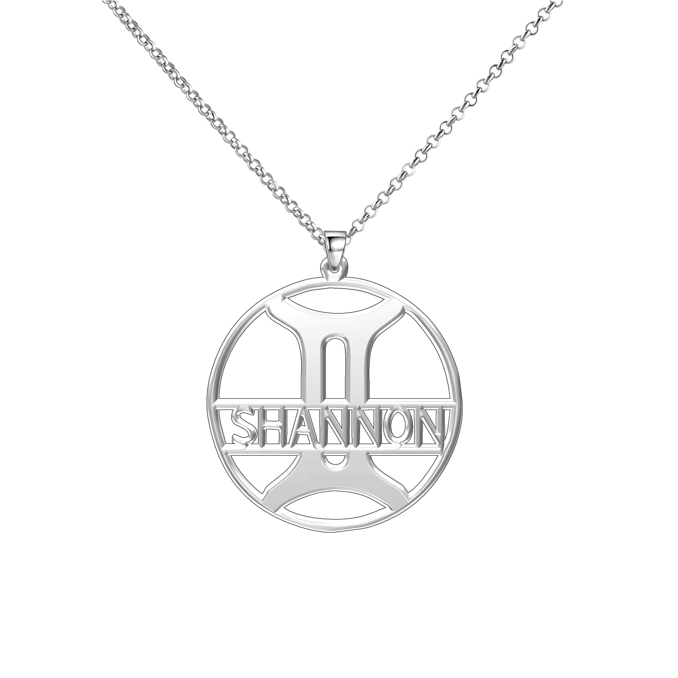 LoEnMe Jewelry Silver Plated Gemini Necklaces 925 Personalized Name Women Customized Children's