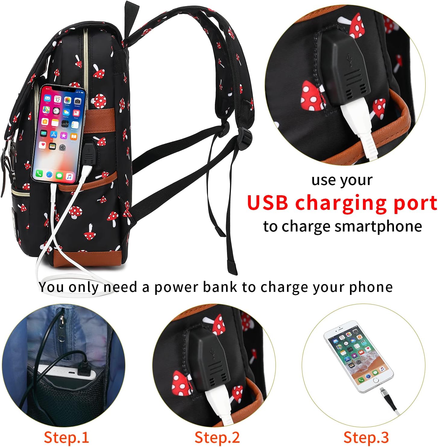 YGR Floral Laptop Backpack for Women, Female, School, Travel, Business, Outdoor Sports, Office, Work - Image 4