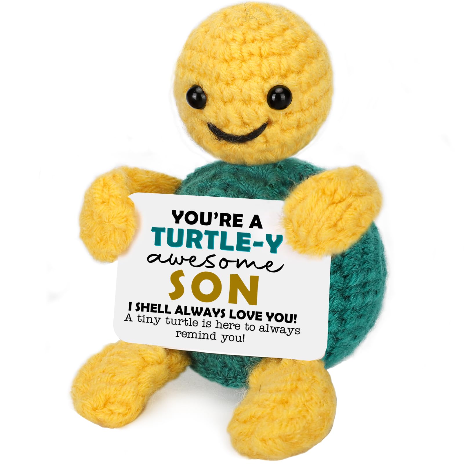 Christmas Fillers for Son Adults, Teen Boy Gifts Trendy Stuff,Birthday Fathers Day Graduation College Gift for Students,Son Back to School Gifts from Mom Dad, Funny Small Cute Emotional Crochet Turtle