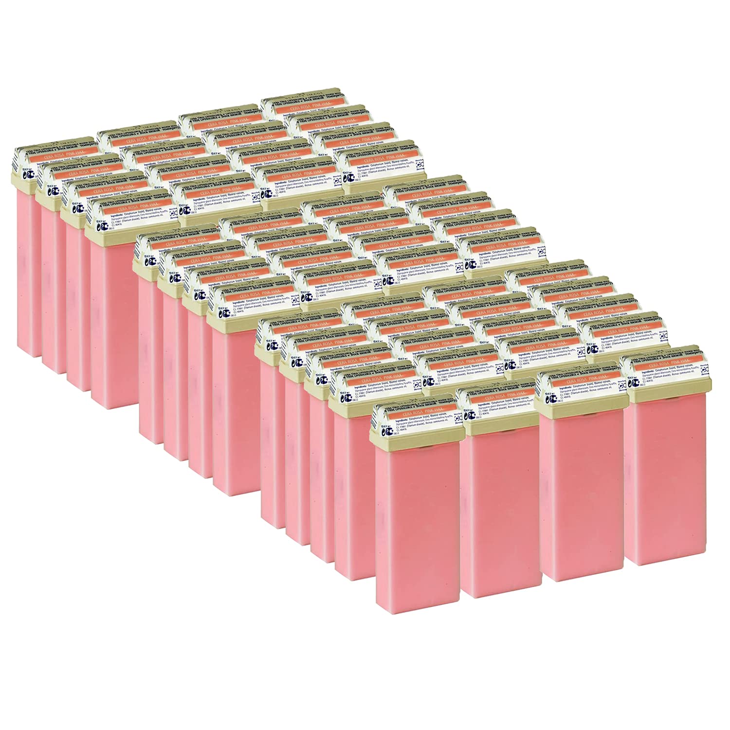 Beauty Image - Cera Depilatoria Roll-on 100 ml Rosa - Pack 52 Cartuchos (Resinas 100% Españolas)