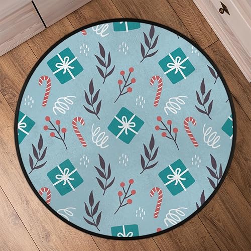 Miniatura 6 de Christmas Pattern 33 Round Area Rug 5ft Machine Washable Circular Rugs for Dining Room Table Bedroom Playroom Throw Rugs for Dog Living Room Floor