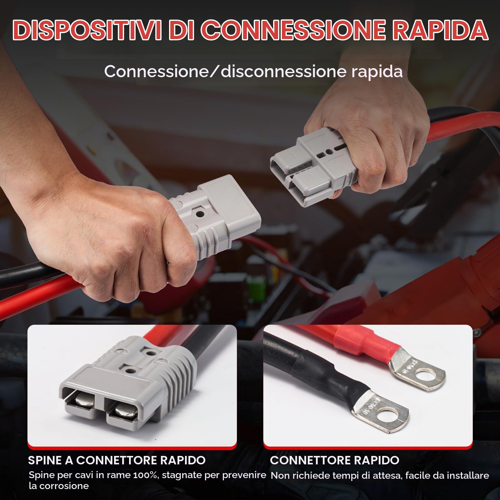 Cavi di avviamento resistenti per batteria auto, 1 calibro 1500 A, 30 m, con connettori di collegamento rapido, borsa da viaggio per camion, SUV, auto, 1 anno di garanzia