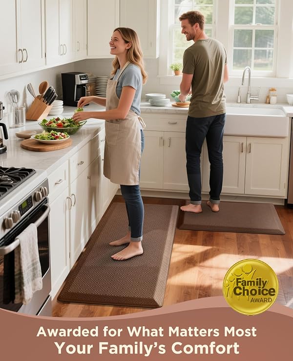Ophanie Kitchen mats for Floor, 3/4 inch Thick, Kitchen Rugs, 20x39 Anti Fatigue Standing Cushioned Mat, Waterproof,Comfort Ergonomic mat for Office, Home, Sink, Brown Non-Slip Bottom by Ophanie - Image 3