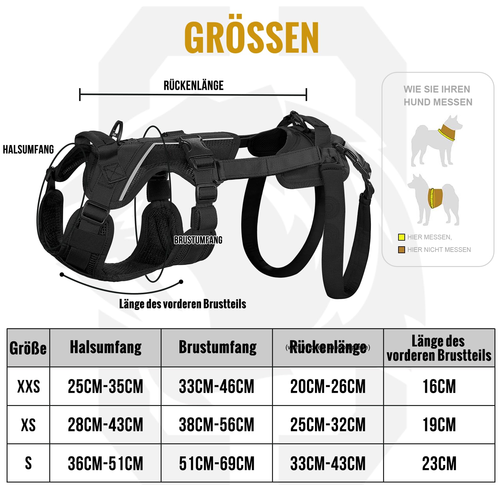 OneTigris Imbracatura per cani, Hopper piccolo supporto imbracatura regolabile con 2 manici per supporto e riabilitazione, adatta per cani di piccola taglia, nero, XS