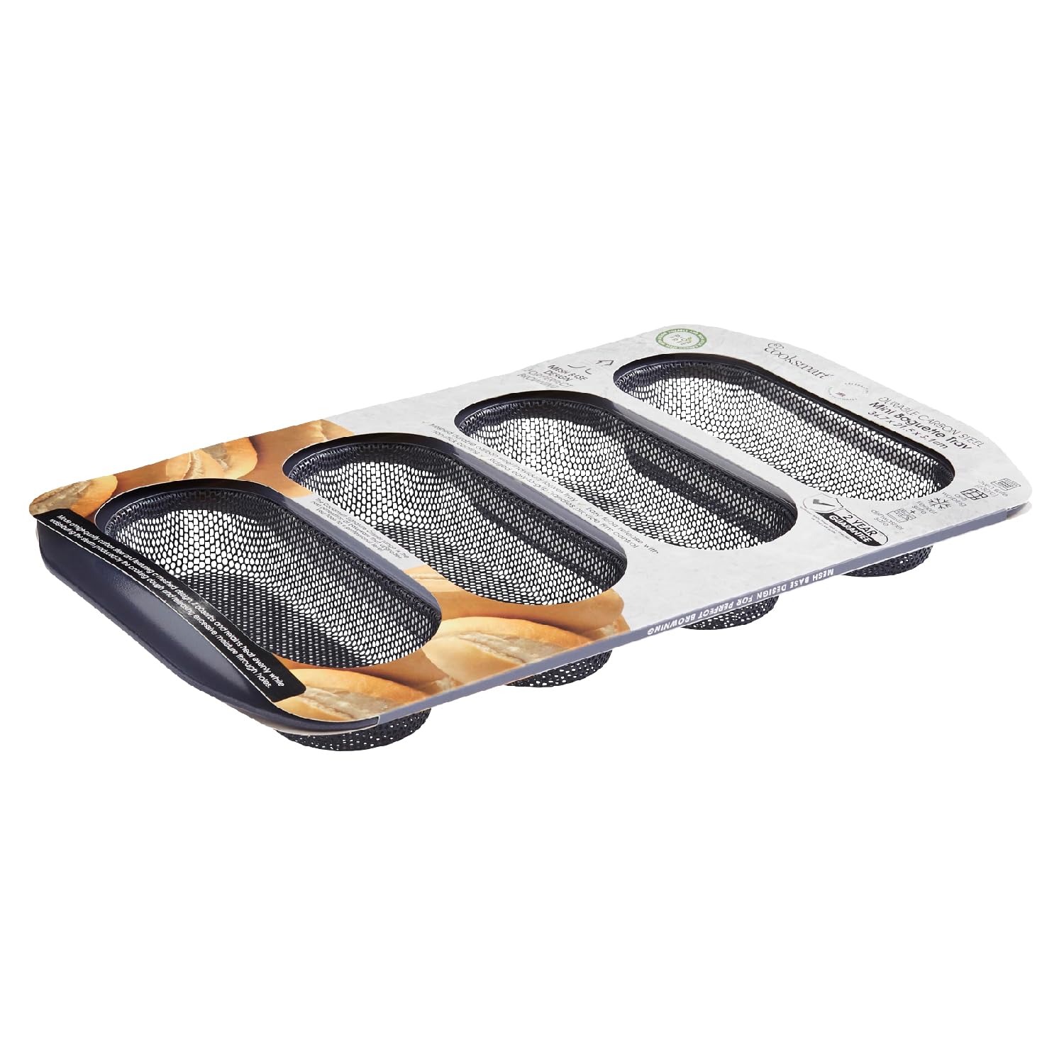 Cooksmart Signature Crisper Mini Baguette Tray | PFOA-Free Non-Stick | Oven, Freezer & Dishwasher Safe | Twilight Blue | Ergonomic Handles | Crispy Mini Baguettes Every Time