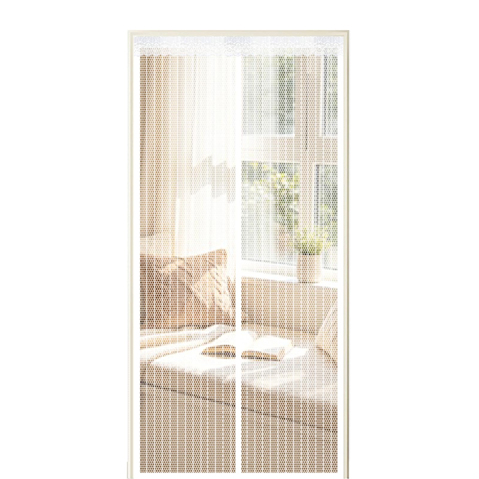 Xuehmin White Screen Door 55 X 275 Cm Self Sealing Powerful Magnets Auto-Close Insect Curtain With Powerful Magnets & Full Frame Magic Tape Suitable For Patio Doors Balcony Bedroom,
