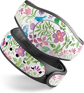Design Skinz Butterflies and Flowers Watercolor Pattern V2 Premium Vinyl Decal Wrap Cover for The Disney MagicBand 2 (Fits MagicBand 2 for Disney Parks)