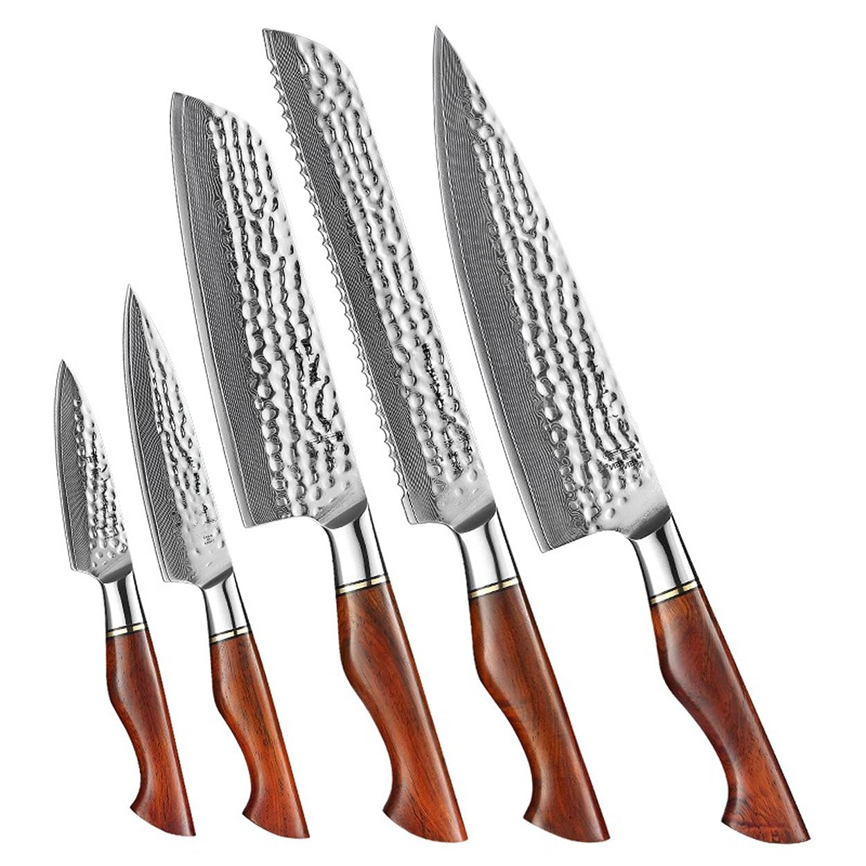Kitchen Knife Sets, 5/7PCS Knife Set 73 Layer Damascus Powder Steel Kitchen Tools Cook Knives Chef Santoku Utility Paring Bread Knives Holder (Size : 5pc knife set), MAYiT2855