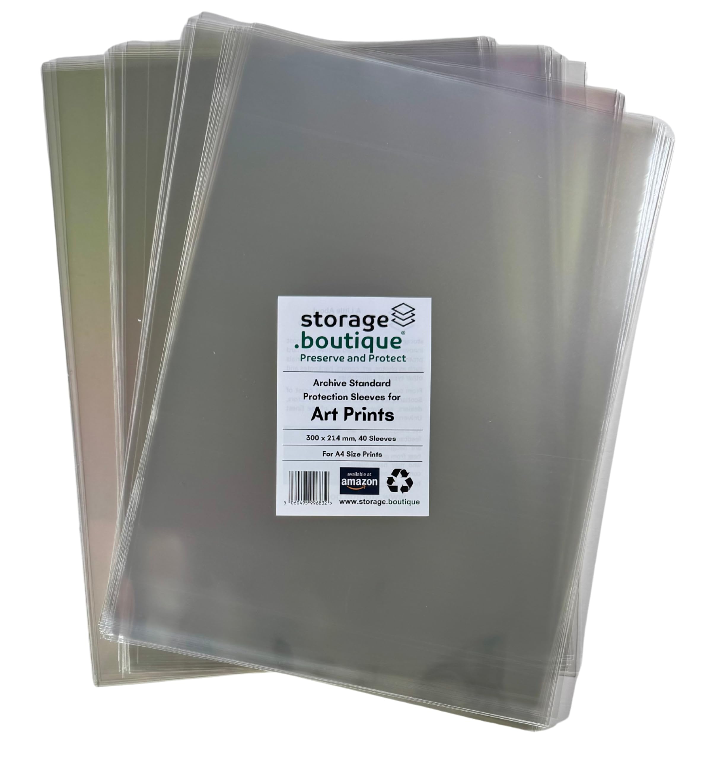 storage.boutique Art Print Protection Sleeves, Archive Standard, Acid Free, A4, 300 x 214 mm, 40, Transparent, A4 (11.8 x 8.4")