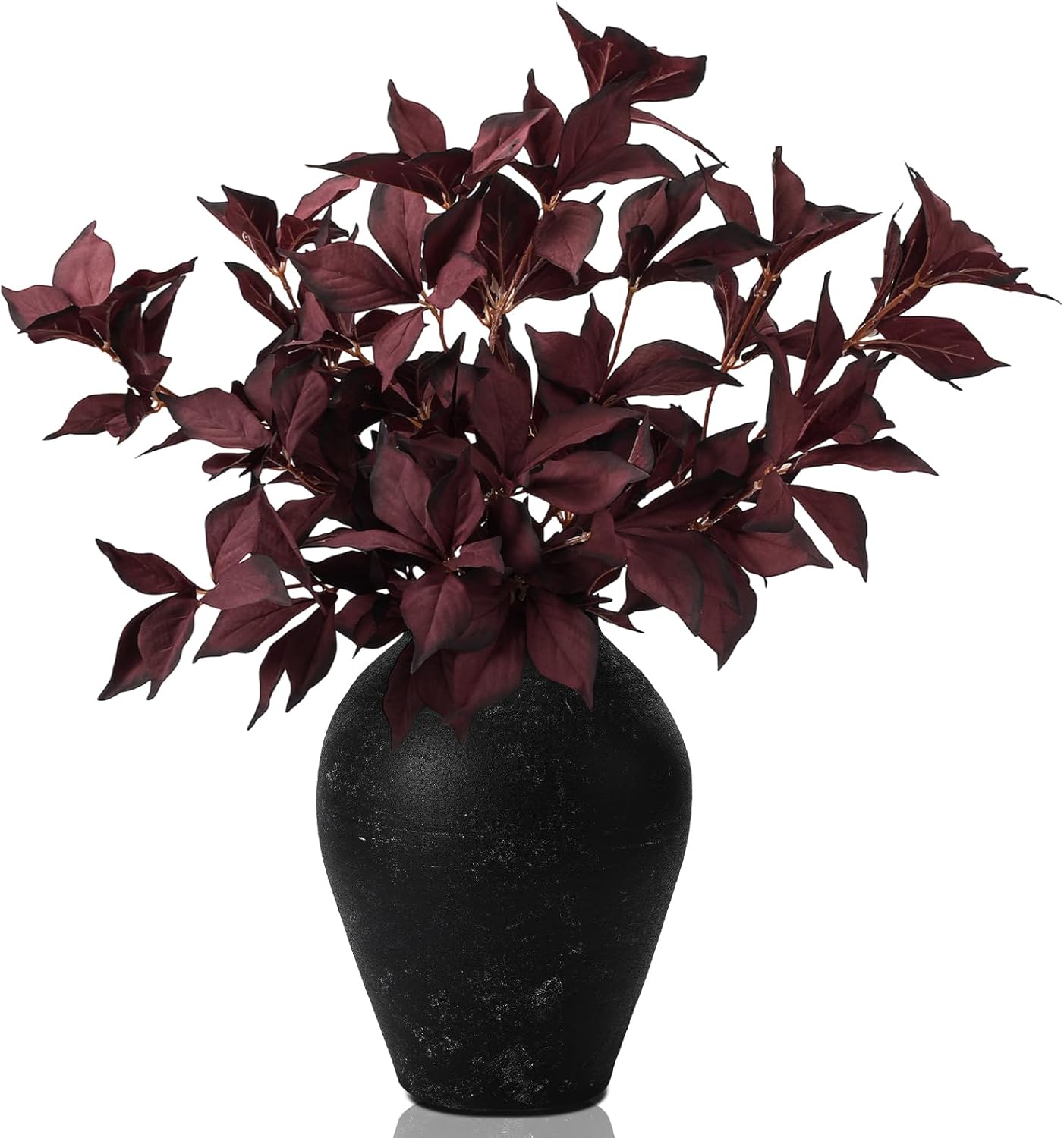 janinka 33" fall artificial filbert leaves stem autumn leaves fake plant faux fall branches for vase table centerpiece farmhouse autumn festival thanksgiving halloween decor 3 pcs(burgundy)
