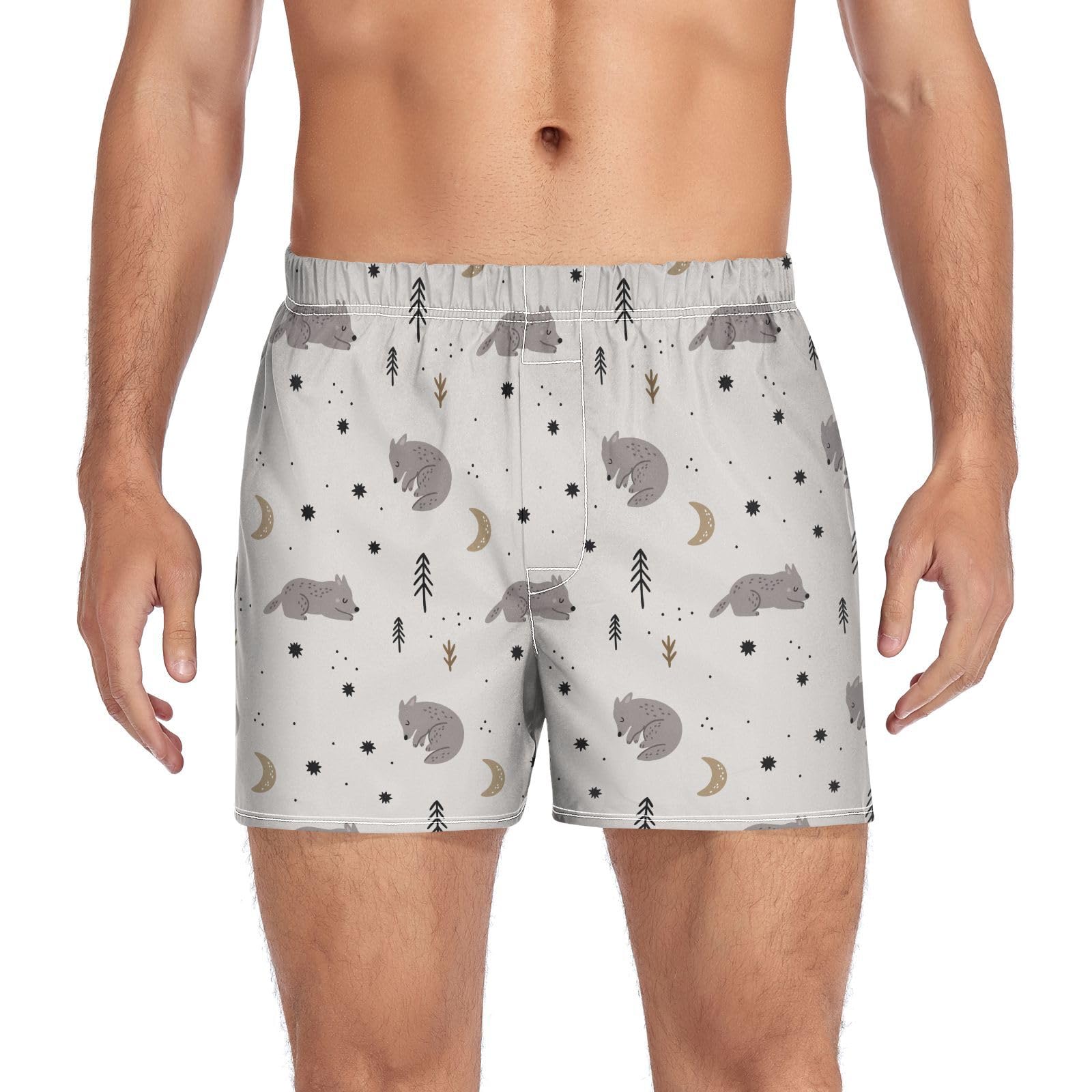 Mens Boxer Shorts Cotton Underwear Soft Loose Breathable Boxer Short with Button Fly S-XXL
