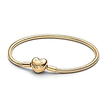 Pandora Moments 563050C00-19 – Bracciale a maglia serpente con chiusura a cuore, 19 cm, Metallo, Senza Gemstone