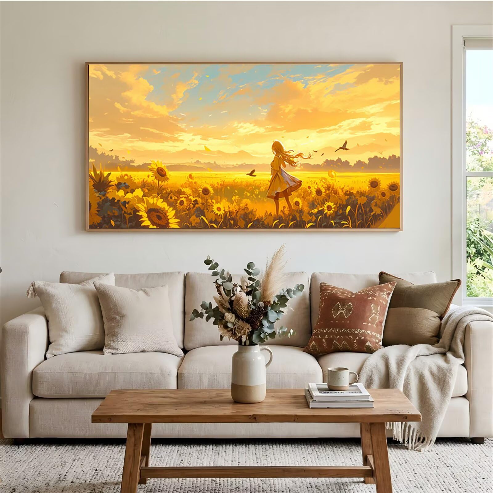 Piękny, diamentowy obraz dla dorosłych, duży rozmiar XXL, 70 x 140 cm, 5D, słonecznik, zestaw do malowania diamentami dla dorosłych, "zrób to sam", haft z narzędziami, malowanie, pełne wiertło