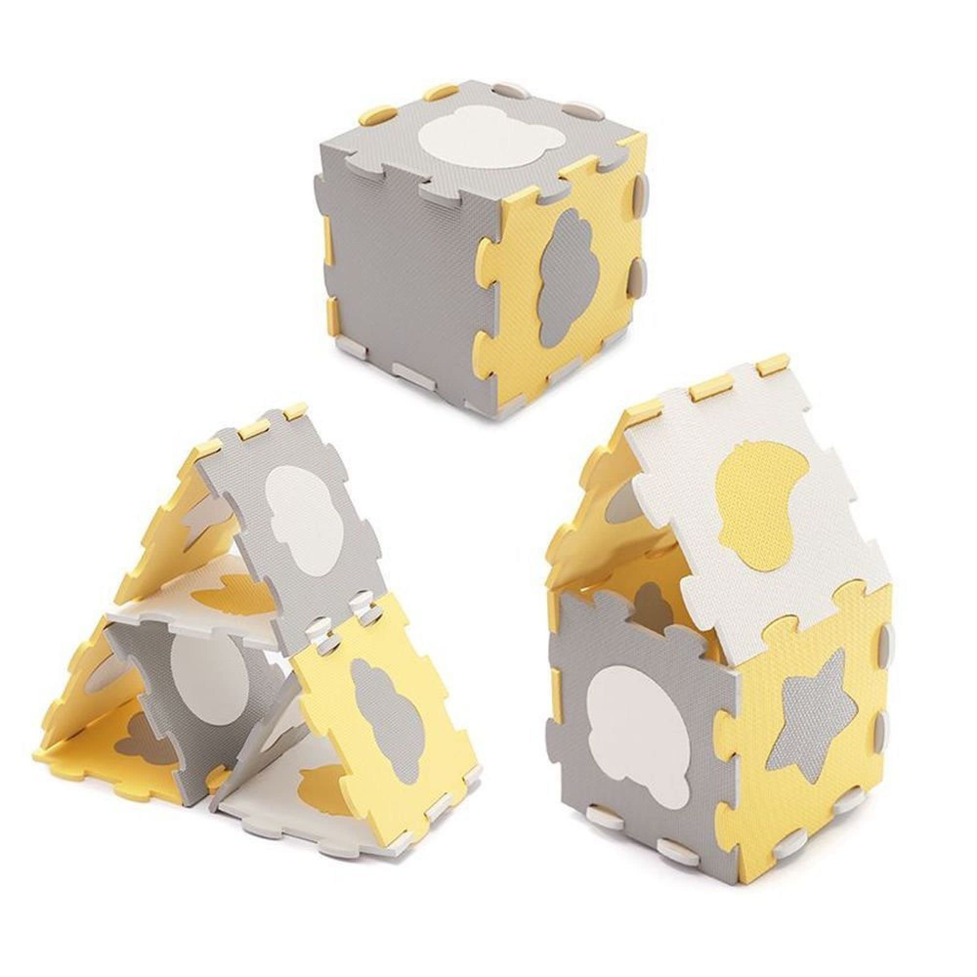 Kinderkraft Manta Juegos Bebé, Alfombra Puzzle de Espuma, para Niños, LUNO Shapes, Amarillo 1