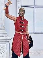Vista 4 de Runcati Chaleco acolchado Gambeson sin mangas Aketon Armor Medieval Knight Surcoat Halloween LARP vestido de disfraz