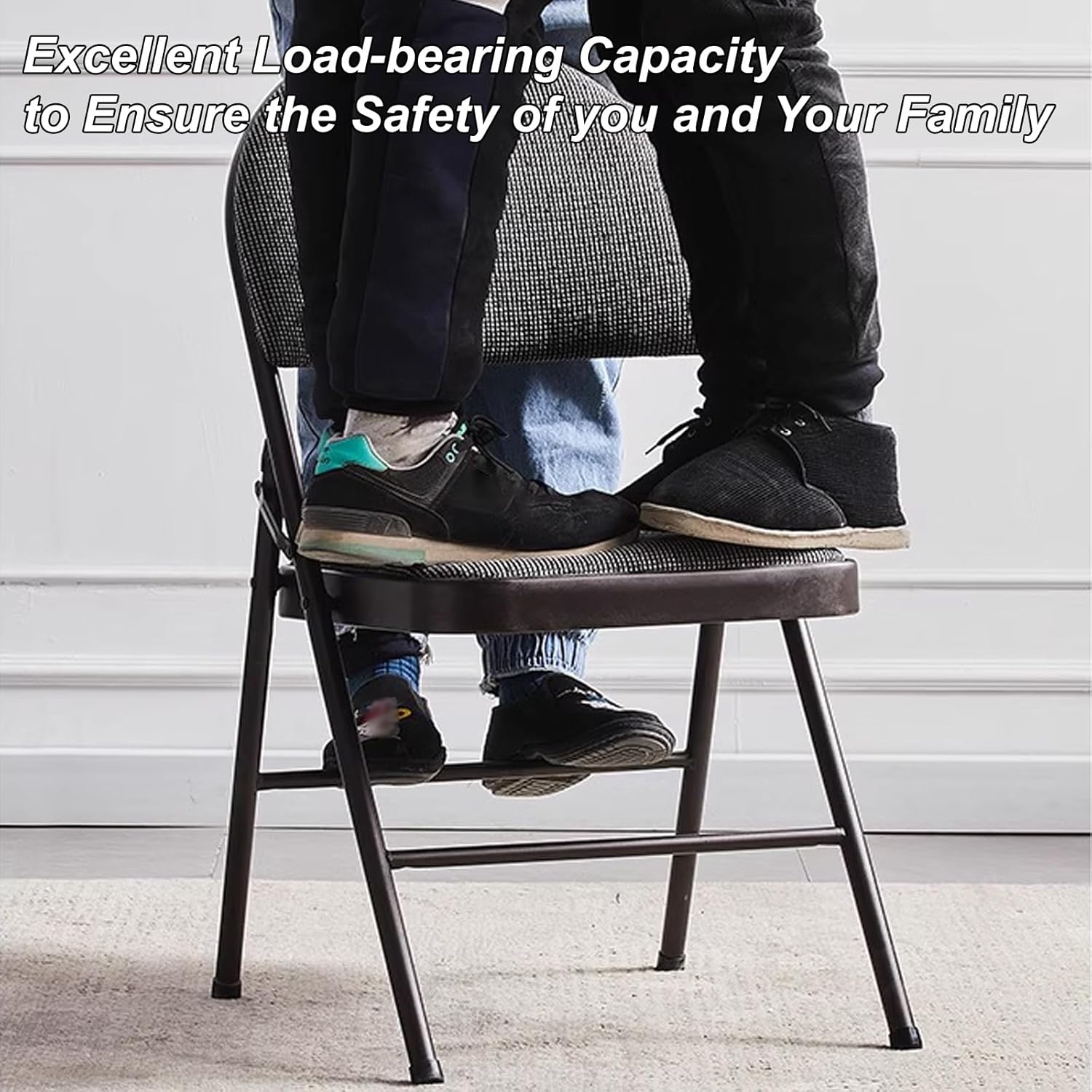 Padded Folding Chair with Non-Slip Feet, No Assembly Required - Ideal for Events, Dining, Office Use - Dark Grey, Portable & Comfortable Seating Solution