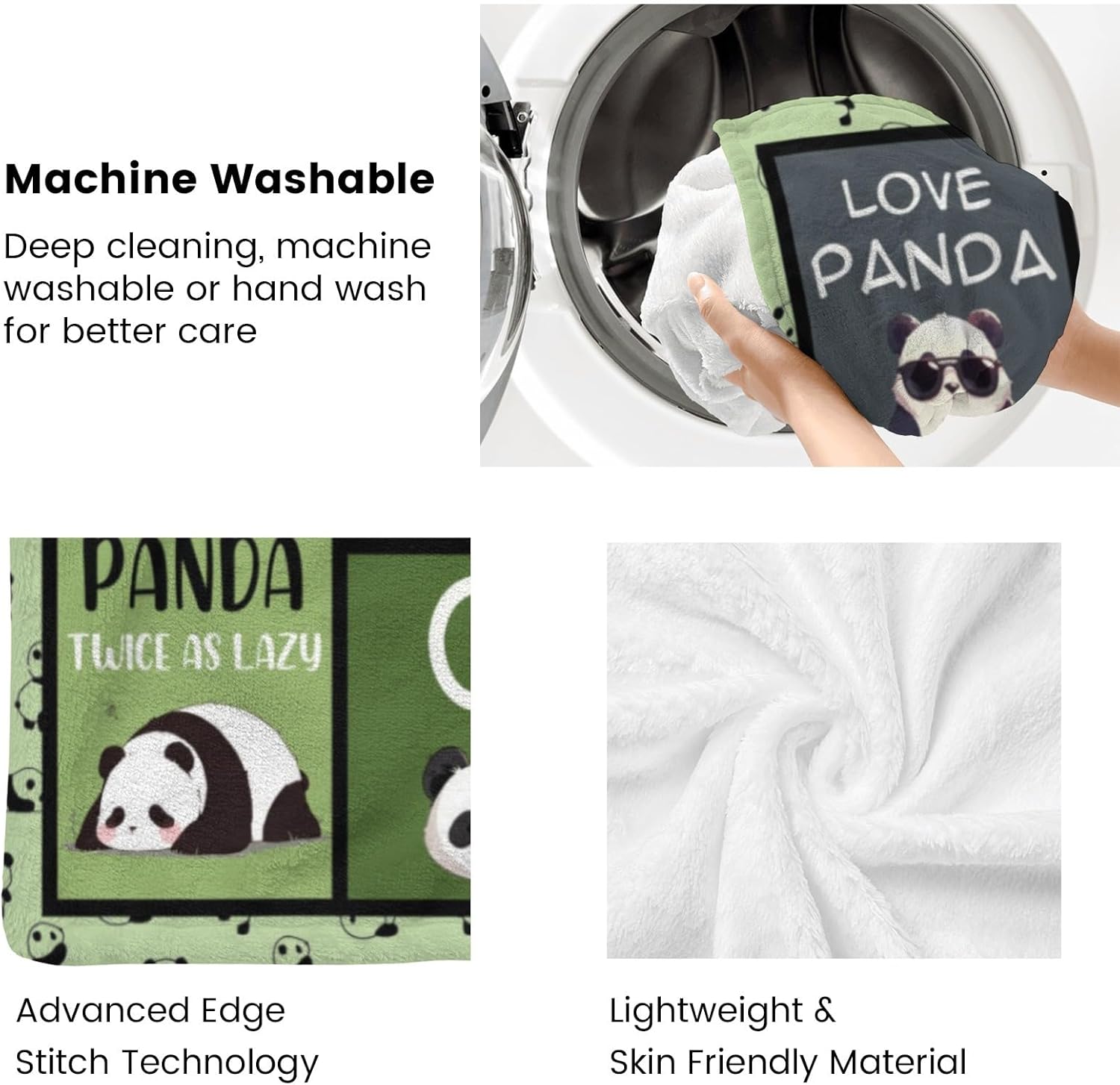 Customized Name Blanket with Panda, Make Your Own Text Blanket for Birthday Christmas Decor Gifts, 60"x80"