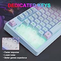 Vista 6 de HUO JI Teclado para juegos con cable USB con retroiluminación LED arcoíris, teclas flotantes, sensación mecánica, resistente a derrames, ergonómico