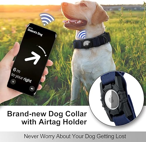 Miniatura 8 de QPINKPET AirTag - Collar táctico para perros grandes y medianos, collar de perro con asa, collar militar resistente con hebilla de metal para perros