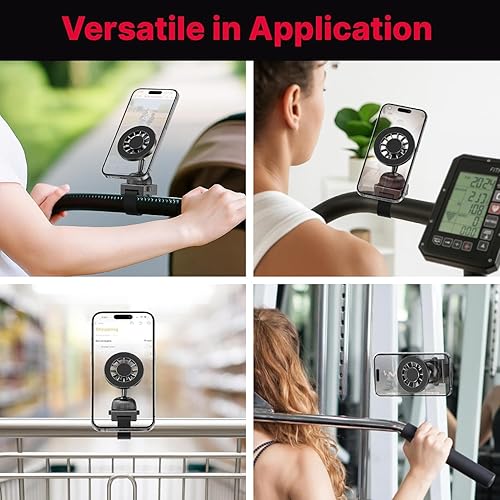 Miniatura 8 de Soporte magnético para teléfono compatible con Peloton Bike & Bike Plus, soporte magnético para cinta de correr para MagSafe, con correa ajustable y