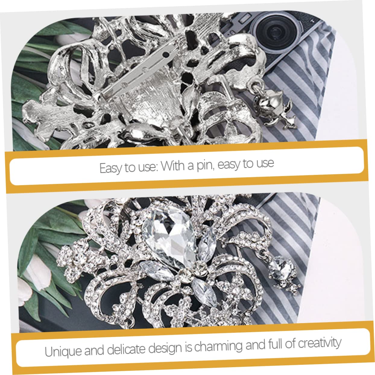 Festival Broschen Frauen Silber Strassbrosche stilvolle Corsage Pin für Kleidung und Dez.