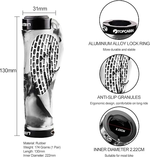 Miniatura 2 de Puños ergonómicos de manubrio de bicicleta, de Topcabin, con amplia superficie de agarre