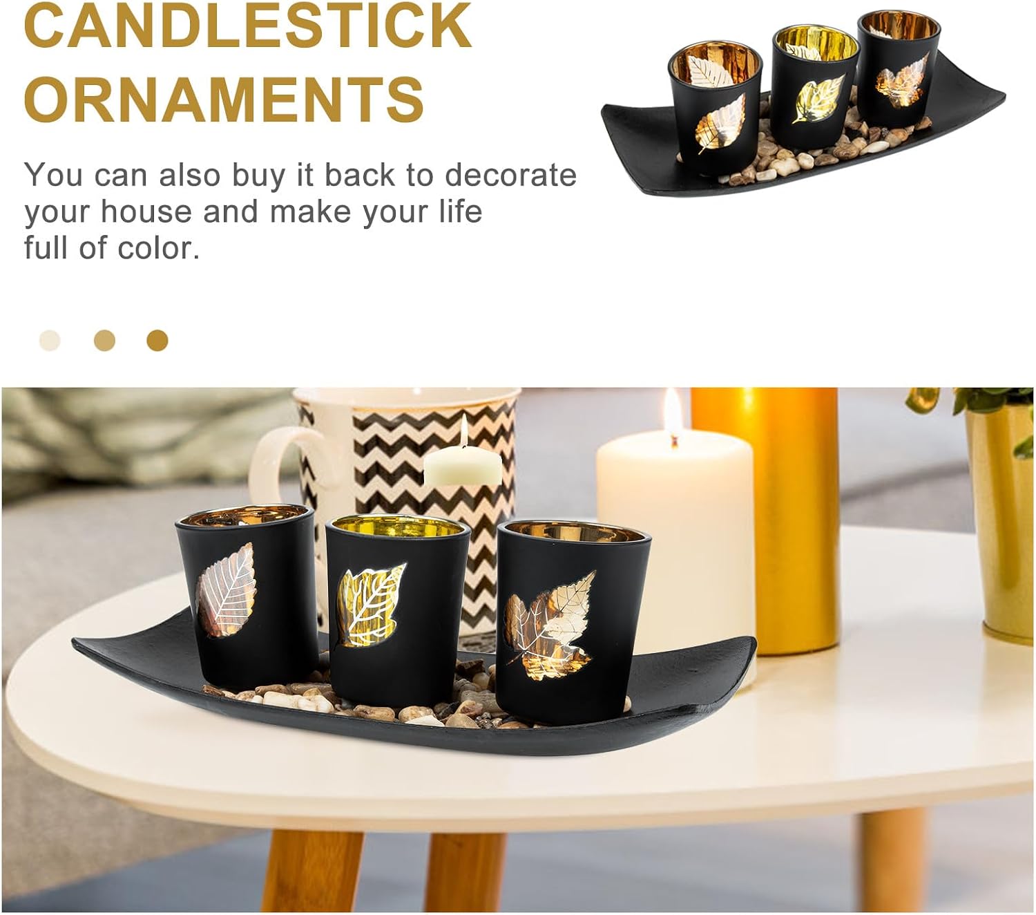 European Style LED Glass Candle Holder Set Tea Light Candle Holders for Wedding and Festival Table Décor 3pcs Set