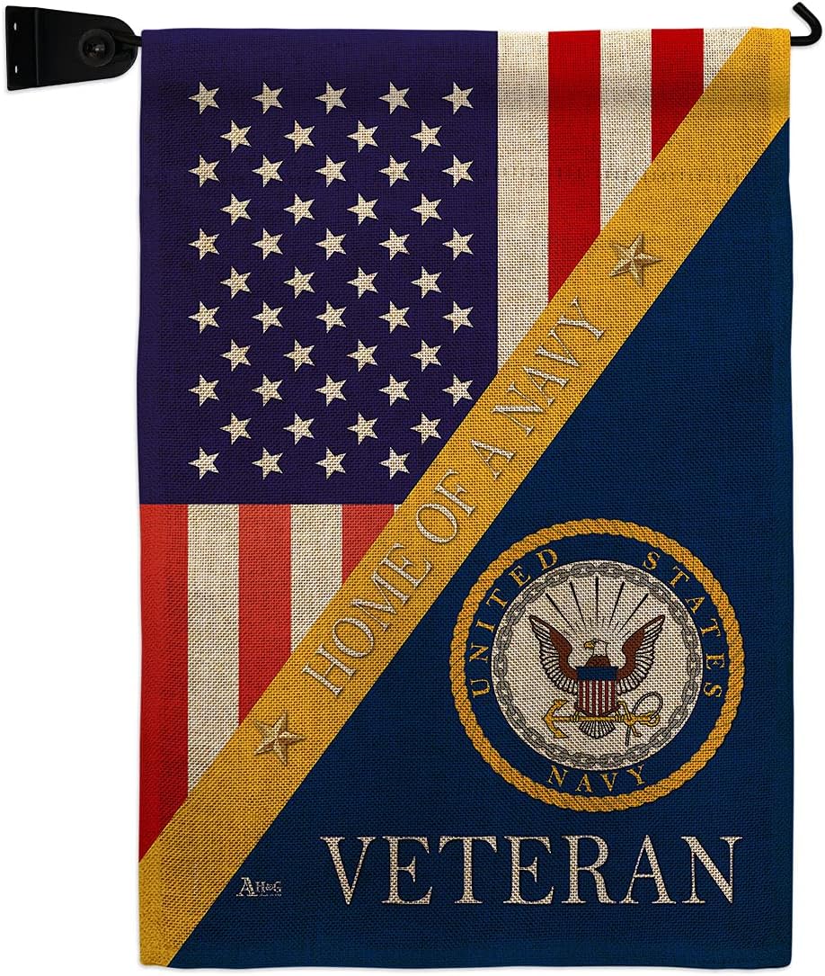 Navy Home of Burlap Garden Flag Armed Forces USN Seabee United State American Military Veteran Retire Official Small Decorative Gift Yard House Banner Double-Sided Made In USA 13 X 18.5