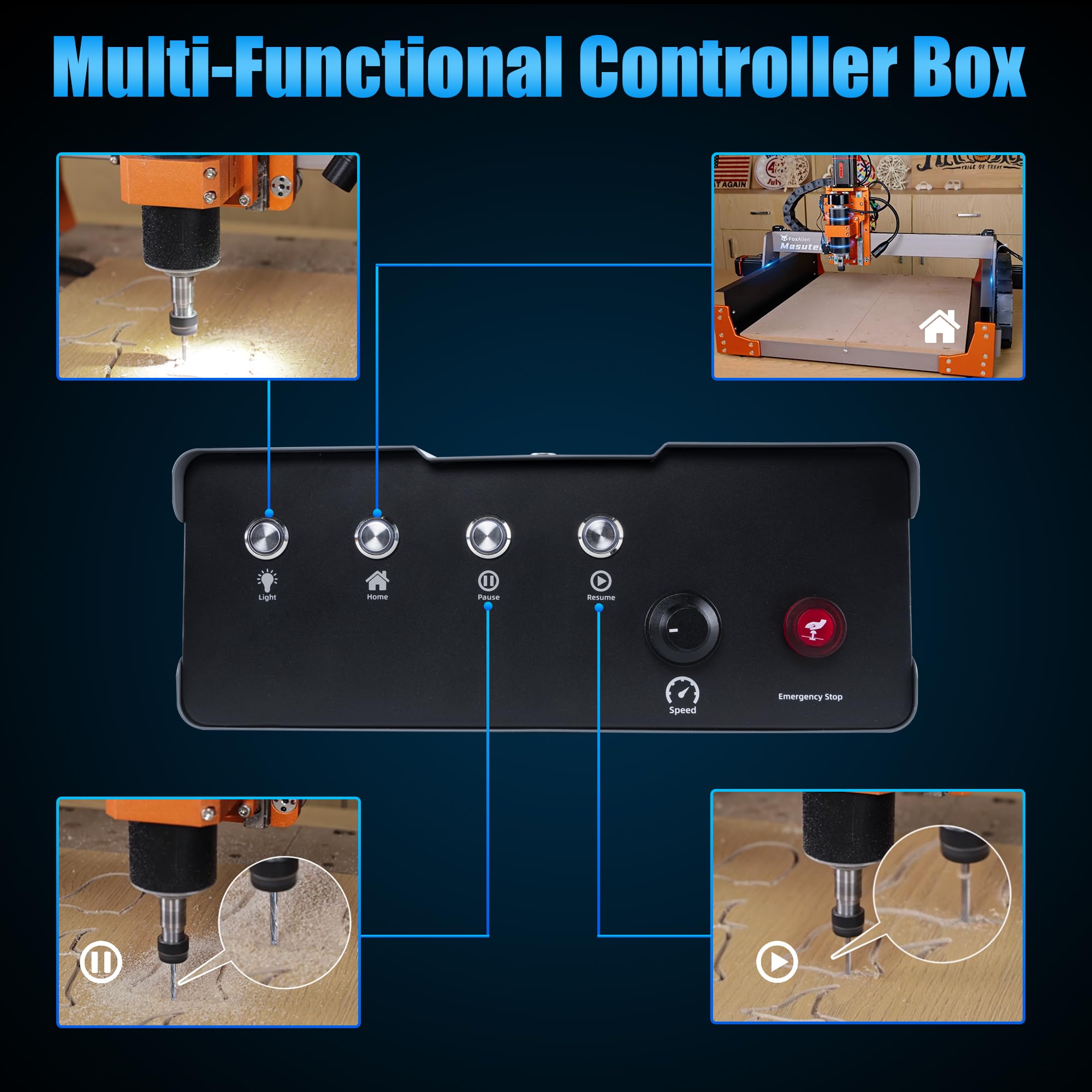 FoxAlien NEMA23 Schrittmotoren Upgrade Kit für Masuter 3, 4PCS 57-76 Open-loop Motoren mit DM542 Treibern Controller Box, Schleppkettenkabel für Masuter 3 CNC Fräs/Fräsmaschine