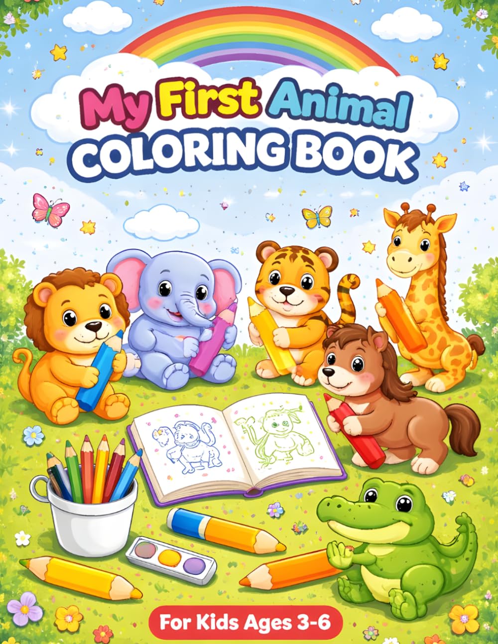 Fun Animals Coloring Book for Kids Aged 3 to 6: Simple, Fun, and Adorable Animals to Color for Ages 3 to 6