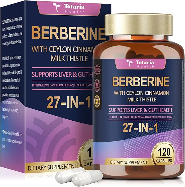 Berberine Supplement with Ceylon Cinnamon, Milk Thistle - GLP-1 Supplement GLP Activate Natural Formula, Berberine Plus for Liver & Gut Health, Immunity, Better Figure, Men & Women - 120 Vegan Caps