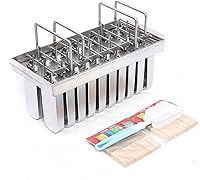 Vista 8 de 20PCS Stainless Steel Frozen Popsicle Molds,Commercial Popsicle Mold Ice Cream Stick Holder,Ice Cream Pops Bars Maker Freezer Tray,Silver 0.8mm
