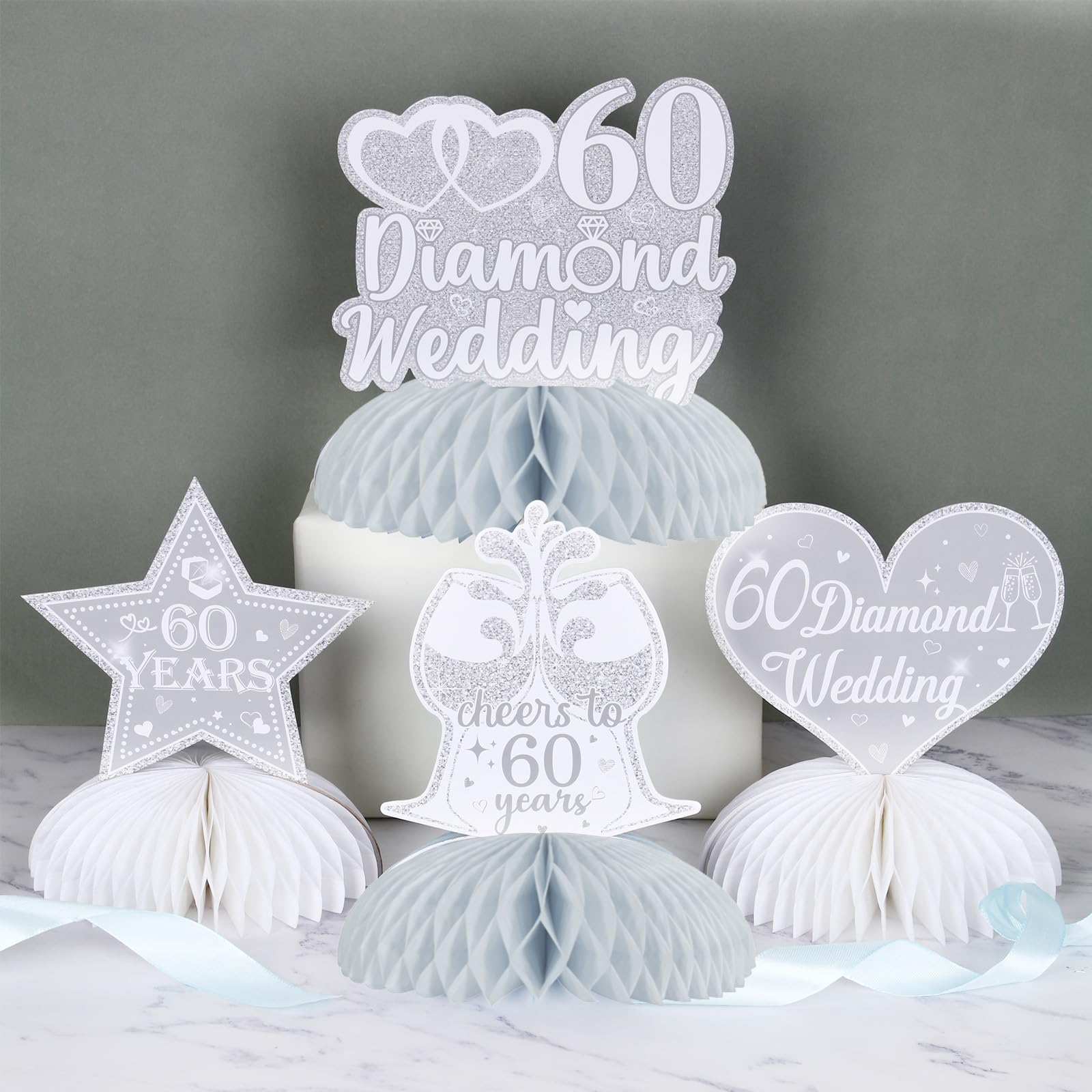 MAGJUCHE Décoration De Gâteau En Cristal Argenté De 152,4 Cm, Chiffre 60 Strass Pour 60e Anniversaire, Homme Ou Femme