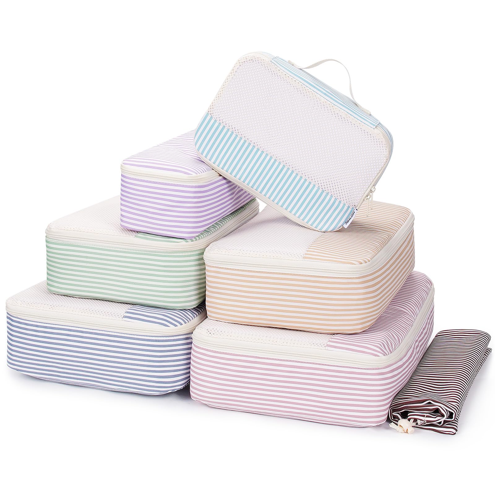 MURISE Organizer Valigia Salvaspazio, Organizer per Valigie 8 Pezzi per Viaggi e Vacanze, Packing Cubes con Borsa per Scarpe e Borsa per Cosmetici, Travel Essentials, Beige