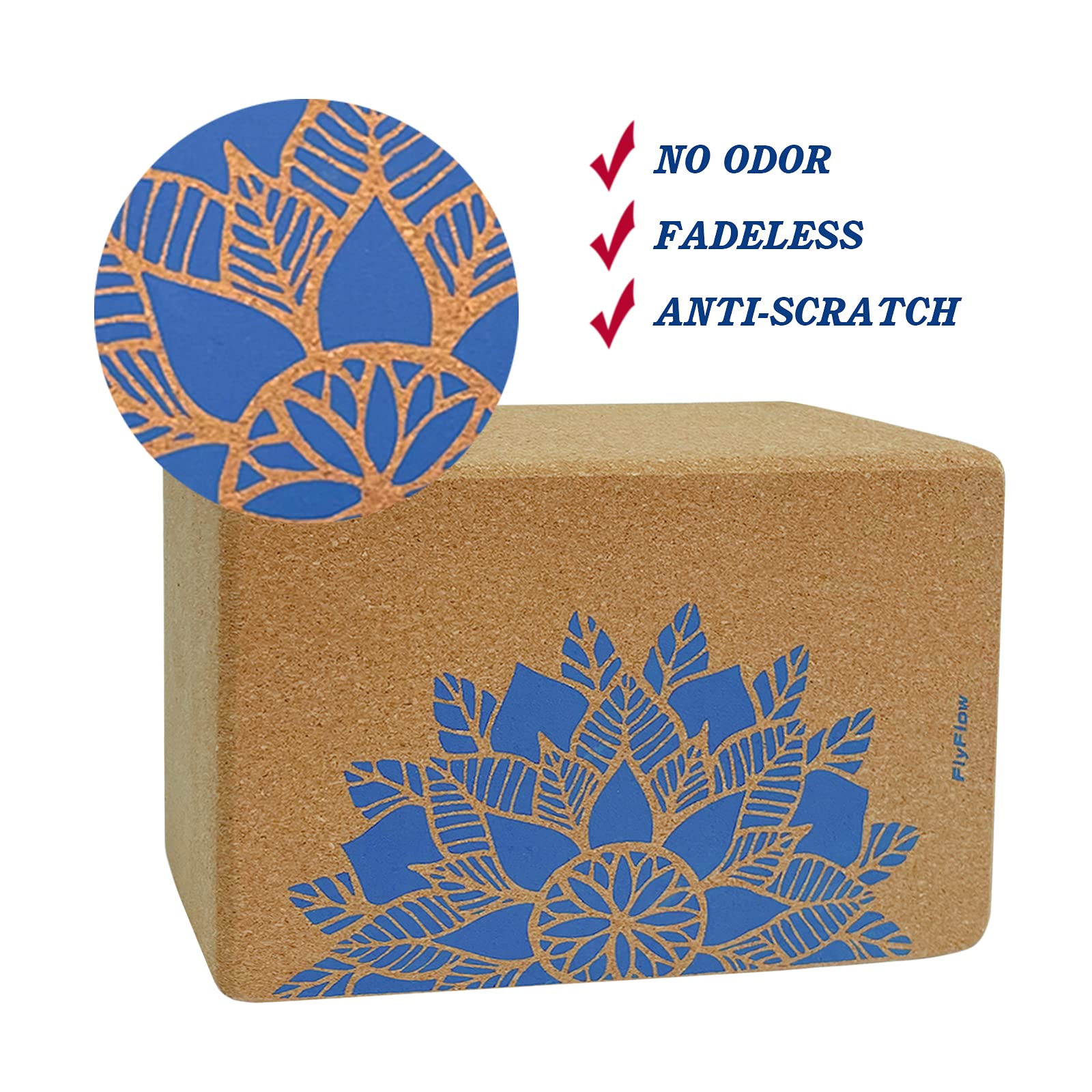 FlyFlow Kork-Yoga-Blöcke, 2 Stück, natürlich und umweltfreundlich, Übungsblock, 22,9 x 15,2 x 10,2 cm, für Yoga, Pilates und Gleichgewichtstraining