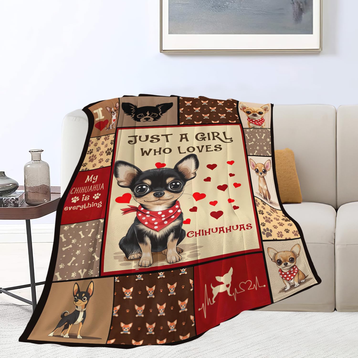Just A Girl Who Loves Chihuahuas Blanket Chihuahua Decor Throw Blanket Gifts for Girls Boys Lovers Super Warm Soft Plush Lightweight Fleece Flannel Blankets for Kids Adults Men Women 50"X40" - Image 7